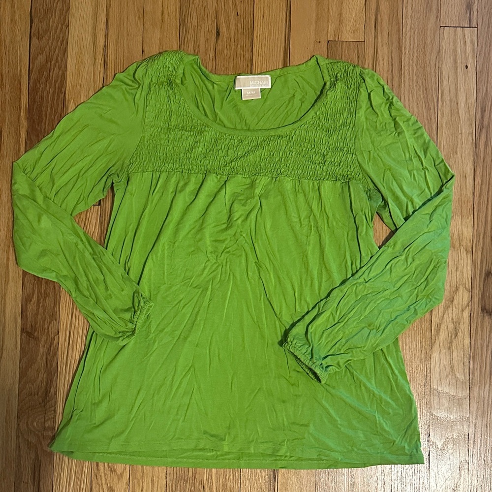 Michael Kors Vibrant Green Long Sleeve Blouse